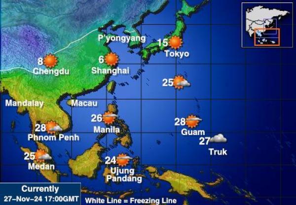 Corée du Nord Carte des températures de Météo 