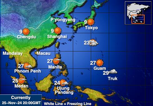 Noord Korea Weer temperatuur kaart 