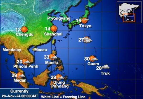 Korea Północna Temperatura Mapa pogody 