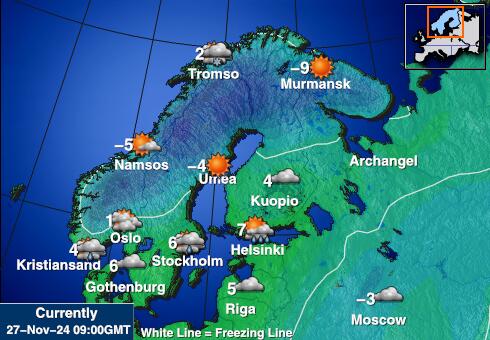 Norvegia Harta temperaturii vremii 