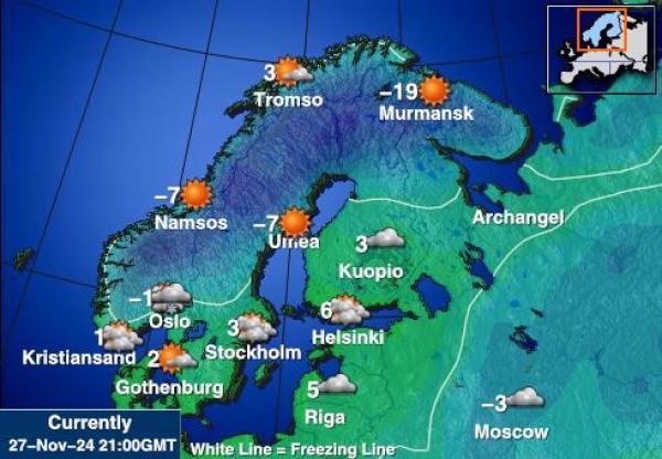 Norveška Vremenska prognoza, Temperatura, karta 