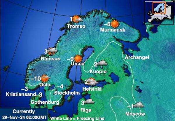 Norveška Vremenska prognoza, Temperatura, karta 