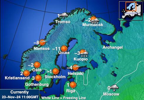 Noregur Veður hitastig kort 