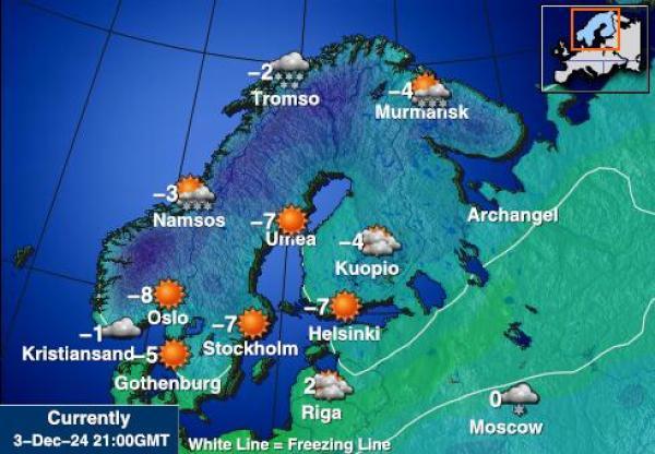 Noruega Mapa de temperatura Tiempo 