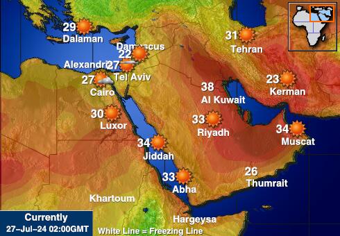 الأراضي الفلسطينية خريطة درجة حرارة الطقس 