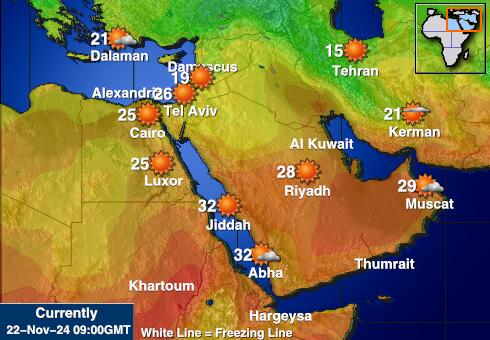 Palestijnse Gebieden Weer temperatuur kaart 