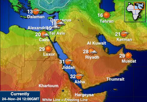 Palestinski teritorij Vremenska prognoza, Temperatura, karta 