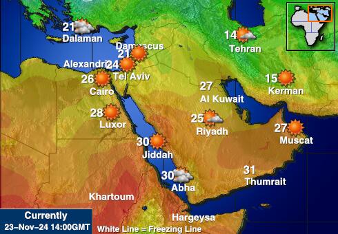 Territoire palestinien Carte des températures de Météo 