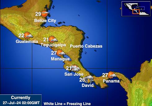Panama Mapa počasí teplota 