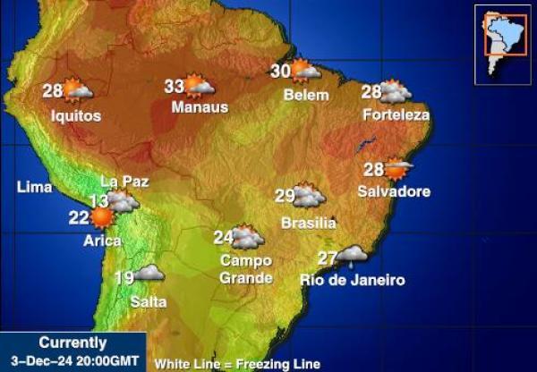 Paraguay Mapa de temperatura Tiempo 