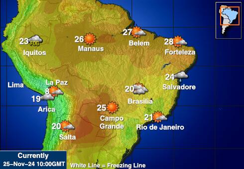 Paraguay Mapa temperatura Tempo 