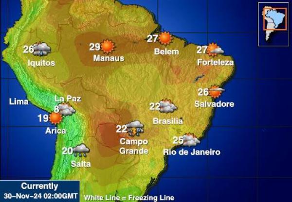 Paraguay Harta temperaturii vremii 