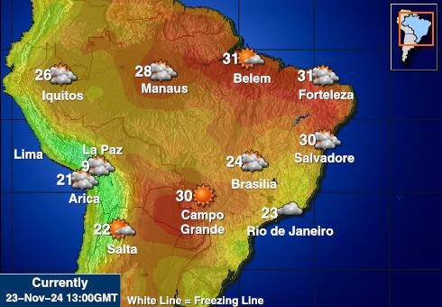 Paraguay Carte des températures de Météo 