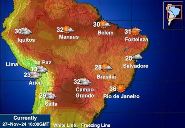 Pérou Carte des températures de Météo 