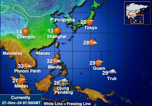 Filipine Harta temperaturii vremii 