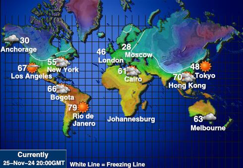 Pitcairn Weer temperatuur kaart 