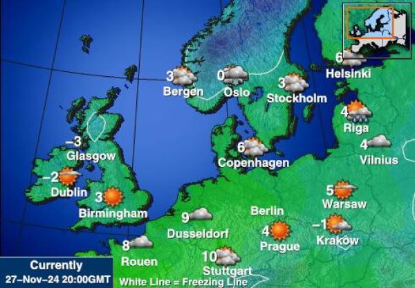 Polen Vädertemperaturkarta 