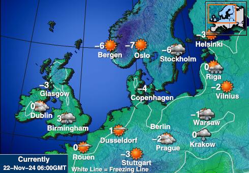 Polen Weer temperatuur kaart 