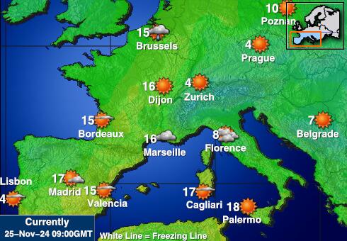 Portugal Mapa temperatura Tempo 