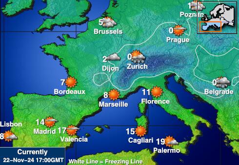 Portugal Ilm temperatuur kaart 