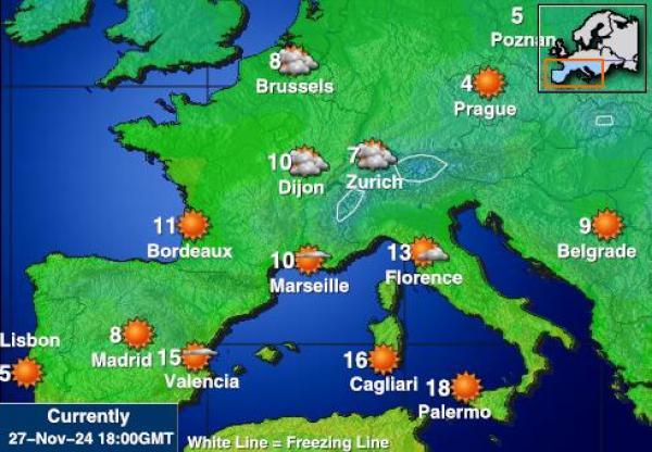 Portugal Vädertemperaturkarta 