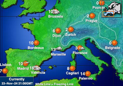 Portugal Vejret temperatur kort 