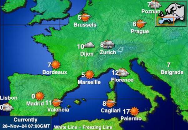 Portugalia Temperatura Mapa pogody 