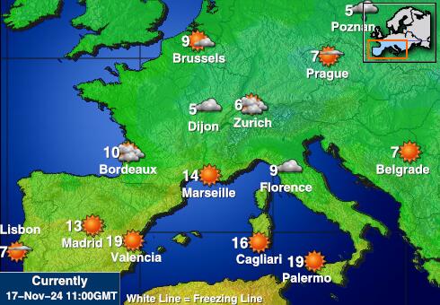 Portugalska Vreme Temperatura Zemljevid 