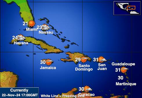 Puerto Rico Ilm temperatuur kaart 