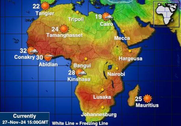 Réunion Carte des températures de Météo 