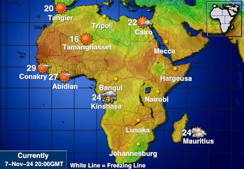 Réunion Wetter Temperaturkarte 