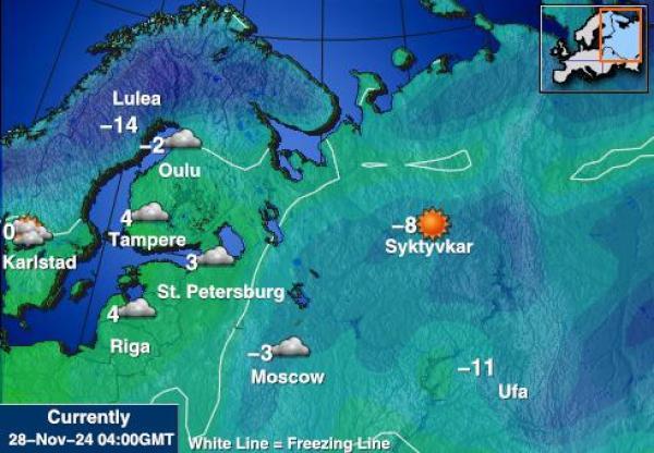 Rumunia Temperatura Mapa pogody 