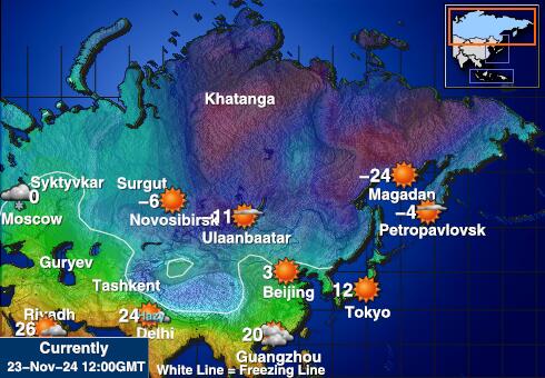 Russia Veður hitastig kort 