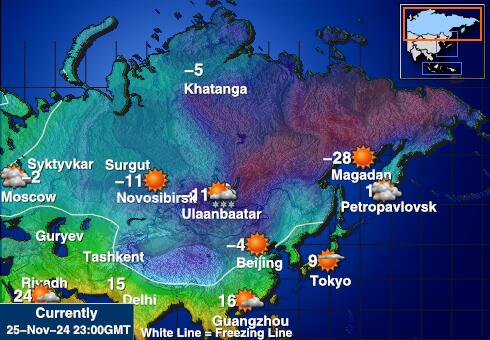 Rusland Weer temperatuur kaart 