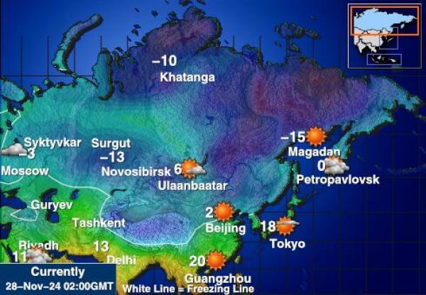 Rusko Mapa počasí teplota 