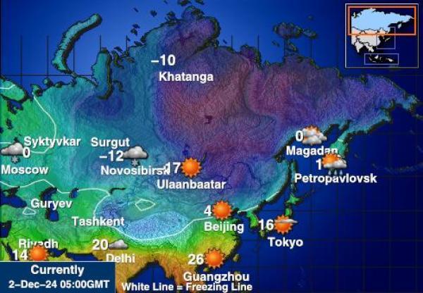 Rusia Mapa de temperatura Tiempo 