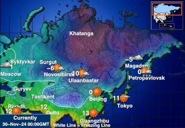 Rusia Harta temperaturii vremii 