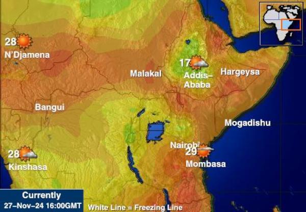 Rwanda Carte des températures de Météo 