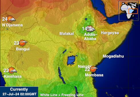 رواندا خريطة درجة حرارة الطقس 
