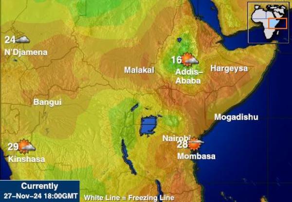 Rwanda Vädertemperaturkarta 