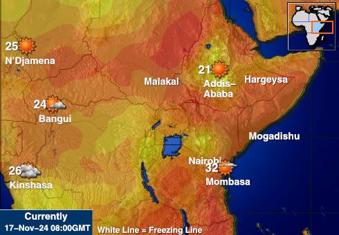 Ruanda Vreme Temperatura Zemljevid 