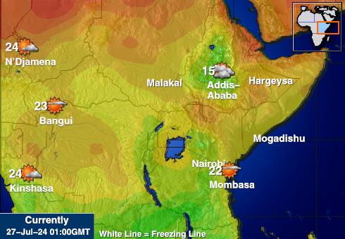 Rwanda Ilm temperatuur kaart 