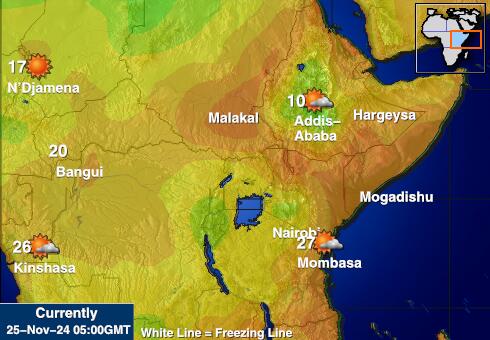 Rwanda Weer temperatuur kaart 