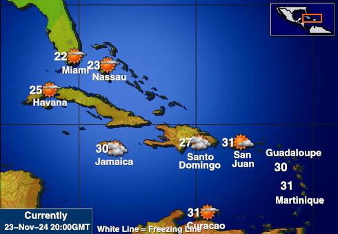 St. Kitts und Nevis Wetter Temperaturkarte 