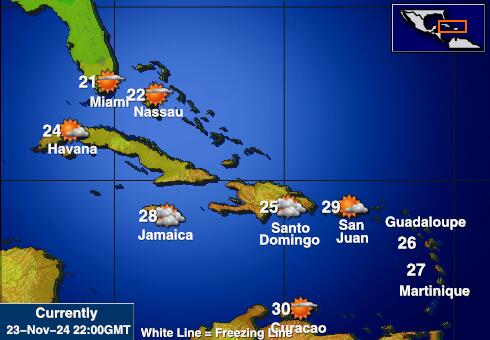 Sveti Kristofor i Nevis Vremenska prognoza, Temperatura, karta 