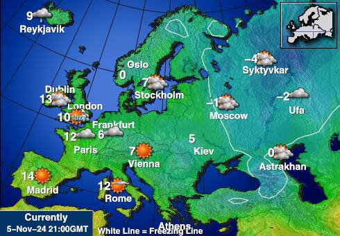 San Marino Vremenska prognoza, Temperatura, karta 