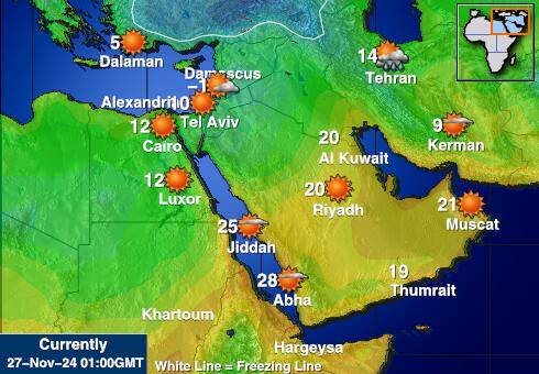 Saudi Arabia Bản đồ nhiệt độ thời tiết 