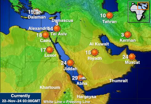 Saoedi-Arabië Weer temperatuur kaart 