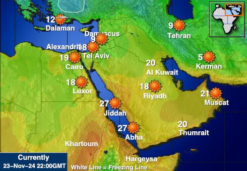 Saudijska Arabija Vremenska prognoza, Temperatura, karta 