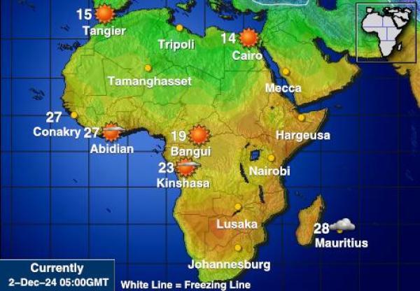 Seychelles Mapa de temperatura Tiempo 